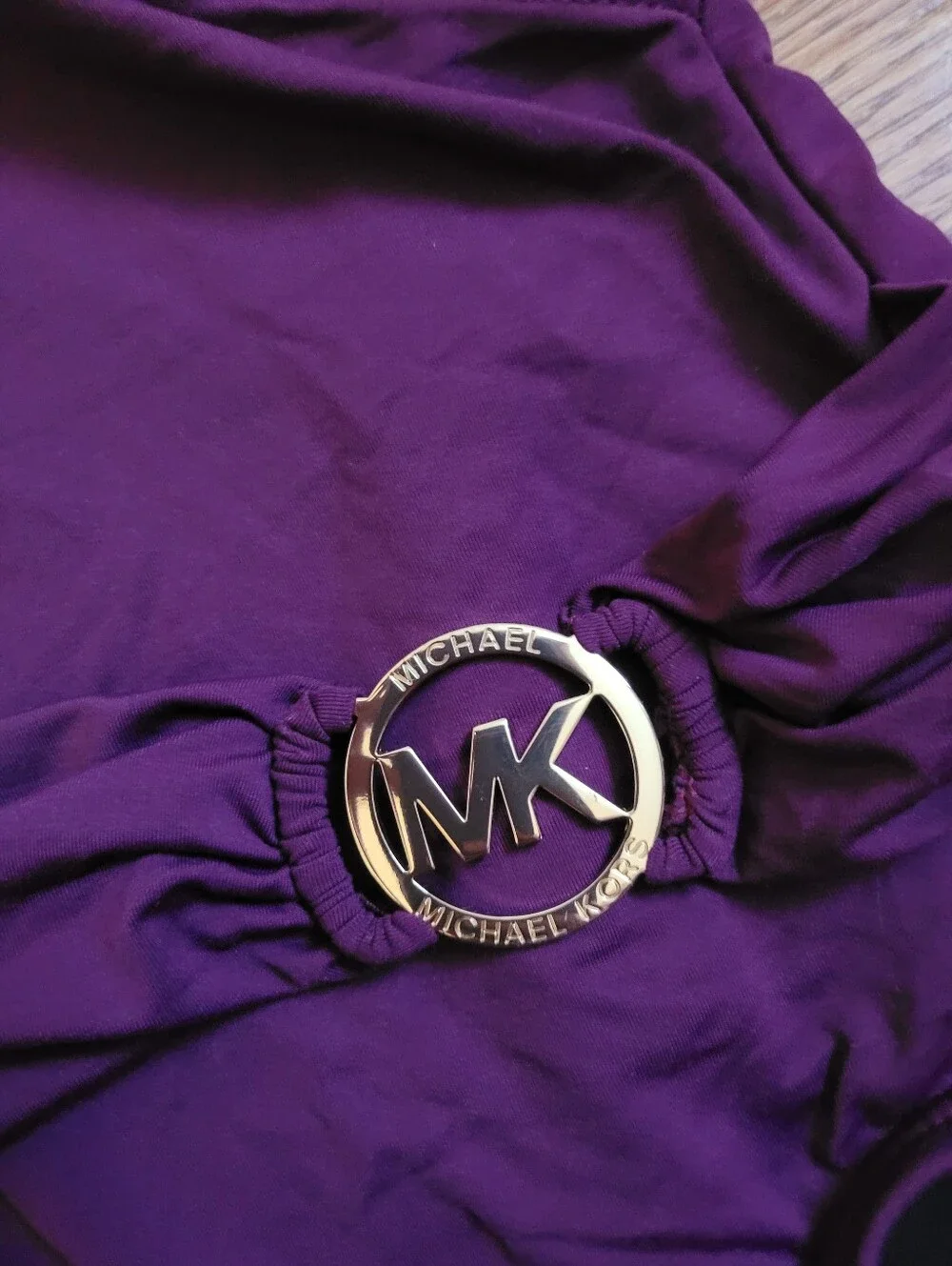 Michael Kors Burgandy One-Piece Swimsuit with MK Accent Gold Circle MK Size 6